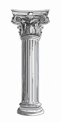 Obraz premium roman column, black and white, white background