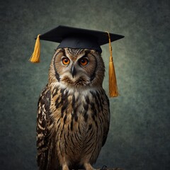 portrait of a owl in graduation cap