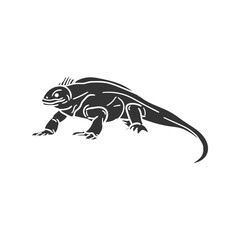 Iguana Icon Silhouette Illustration. Reptile Vector Graphic Pictogram Symbol Clip Art. Doodle Sketch Black Sign.