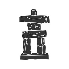Inukshuk Whistler Icon Silhouette Illustration. Canada Vector Graphic Pictogram Symbol Clip Art. Doodle Sketch Black Sign.