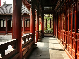 chinese wood house, ancient architecture
