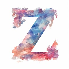Z letter watercolor painting on a white background
