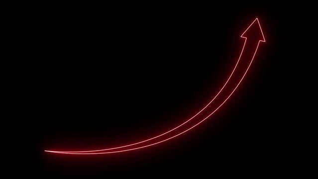 Neon line Rising arrow transparent channel. arrow rising transparent channel, business growth arrow and graph chart, Business line arrow.