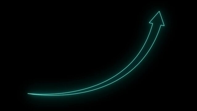 Neon line Rising arrow transparent channel. arrow rising transparent channel, business growth arrow and graph chart, Business line arrow.