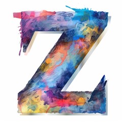 Z letter watercolor painting on a white background