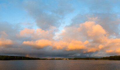 Sunset over the lake in Olsztyn city. © Krzysiek Cegiełka