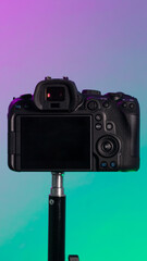 Professional digital camera back photo with coloured background