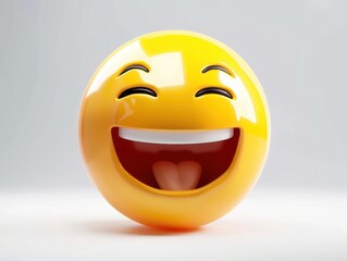Fototapeta premium happy yellow 3d emoji, white background