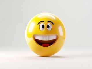 Fototapeta premium happy yellow 3d emoji, white background