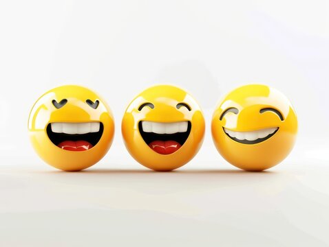happy yellow 3d emoji, white background