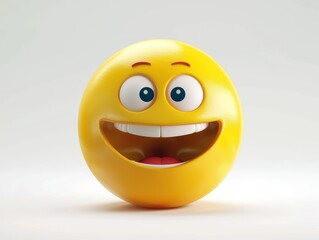 happy yellow 3d emoji, white background