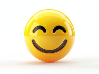 happy yellow 3d emoji, white background