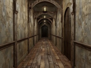 Obraz premium hallway inside a medieval castle