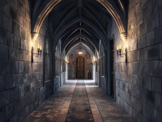 hallway inside a medieval castle