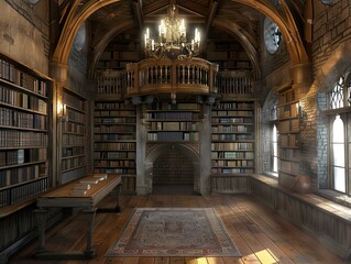 library inside a medieval castle