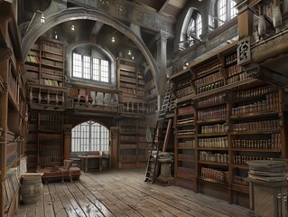 library inside a medieval castle
