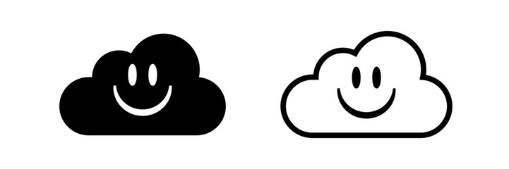 Happy and sad cloud face icon. Good and bad internet connection vector symbol