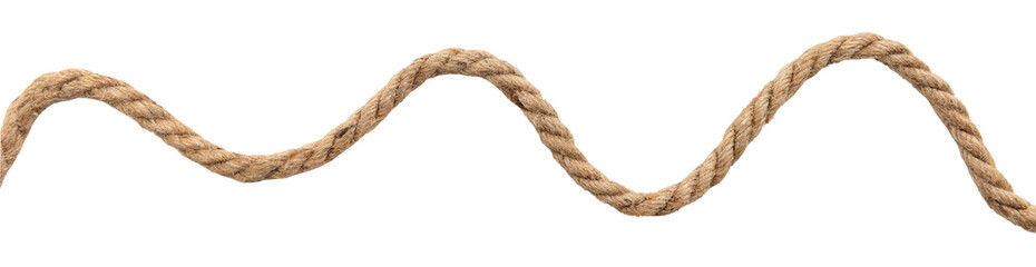 Jute. Twisted linen rope on a white background. Rope