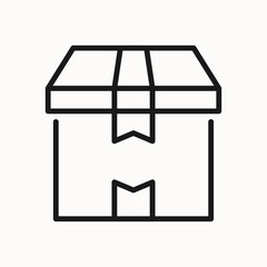 Girt box line icon 2. Delivery box, package sign, symbol. Isolated on a white background. Pixel perfect. Editable stroke. 64x64.