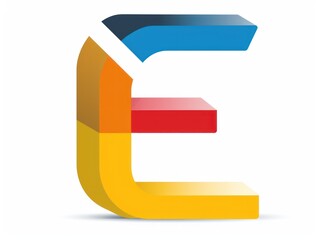 E letter icon color, white background