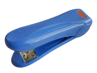 Blue stapler, stationery item with transparent background, office supply, cutout, isolated, using...