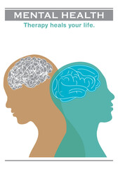 Mental health illustration. Therapy for improving.
