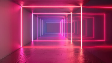 3d render, abstract futuristic neon background with glowing ascending lines