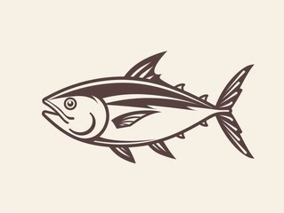 Obraz premium tuna fish line logo design on white background