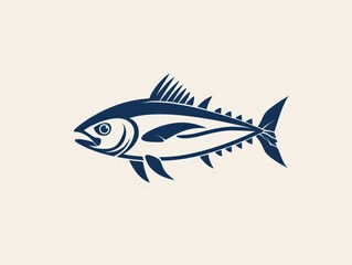 Fototapeta premium tuna fish line logo design on white background