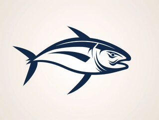 tuna fish line logo design on white background