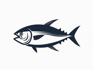 Fototapeta premium tuna fish line logo design on white background