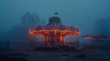 Abandoned Carnival with Fog