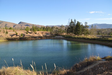 Obraz premium Villa de leiva, Boyaca Colombia, posos azules