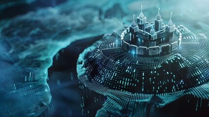 digital moat surrounding a castle symbolizing secure connection