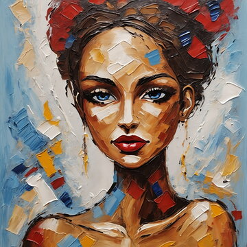 Lilit portrait - imitation Palette knife, impasto, oil painting