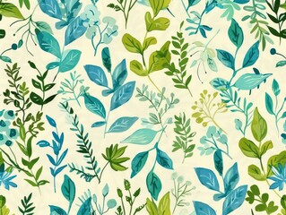 plants springs, green blue pastel colors