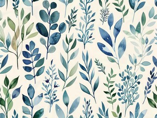 plants springs, green blue pastel colors