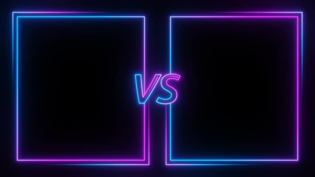 Vs versus neon frame loop animation background