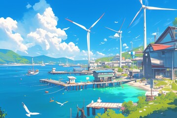 Sustainable Coastal Living: Wind Turbines Powering Seafront Homes and Businesses