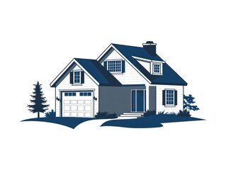 house logo illustration design teal and blue
