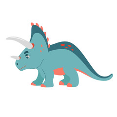 Dino baby cute print. Sweet dinosaur Be Brave typography for print on tee. Cool triceratops for nursery t-shirt, kids apparel, invitation, simple child design. Vector illustration isolated