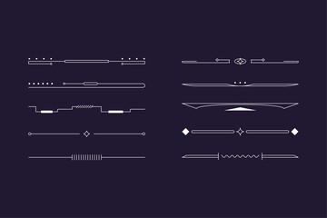 Sci-Fi Lines interface Geometric Vector Shapes Y2K style modern design, brutalist Icons, basic figures in retro futuristic assets, symbols and objects for logo, posters, banners, stickers
