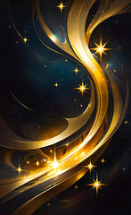 Fototapeta premium Abstract beautiful golden background with stars, glow and bokeh, background for smartphone and advertising