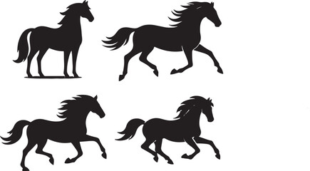 shilhouette horse vector ilustration black and white colour design
