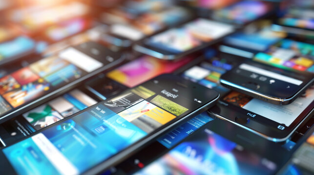 Stack of Many Smartphones