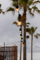 series of lights lit outside, decoration and lighting concept