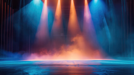 Modern dance stage light background with spotlight for modern dance production stage. Empty stage...