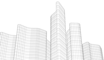 Fototapeta premium abstract buildings, architectural drawing 3d