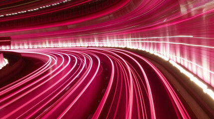 Vivid Pink Neon Lights in Circular Motion