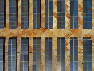 Overhead Shot of Solar Panels with Textured Ground